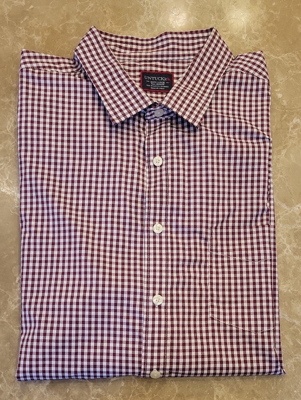 *UNTUCKit White and Deep Red Plaid Long-Sleeve Button-Down Shirt, XXXL